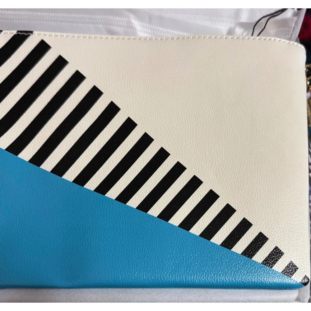 Brentano Teal Blue Geometric Colorblock Tassel Clutch Bag‎ NWT